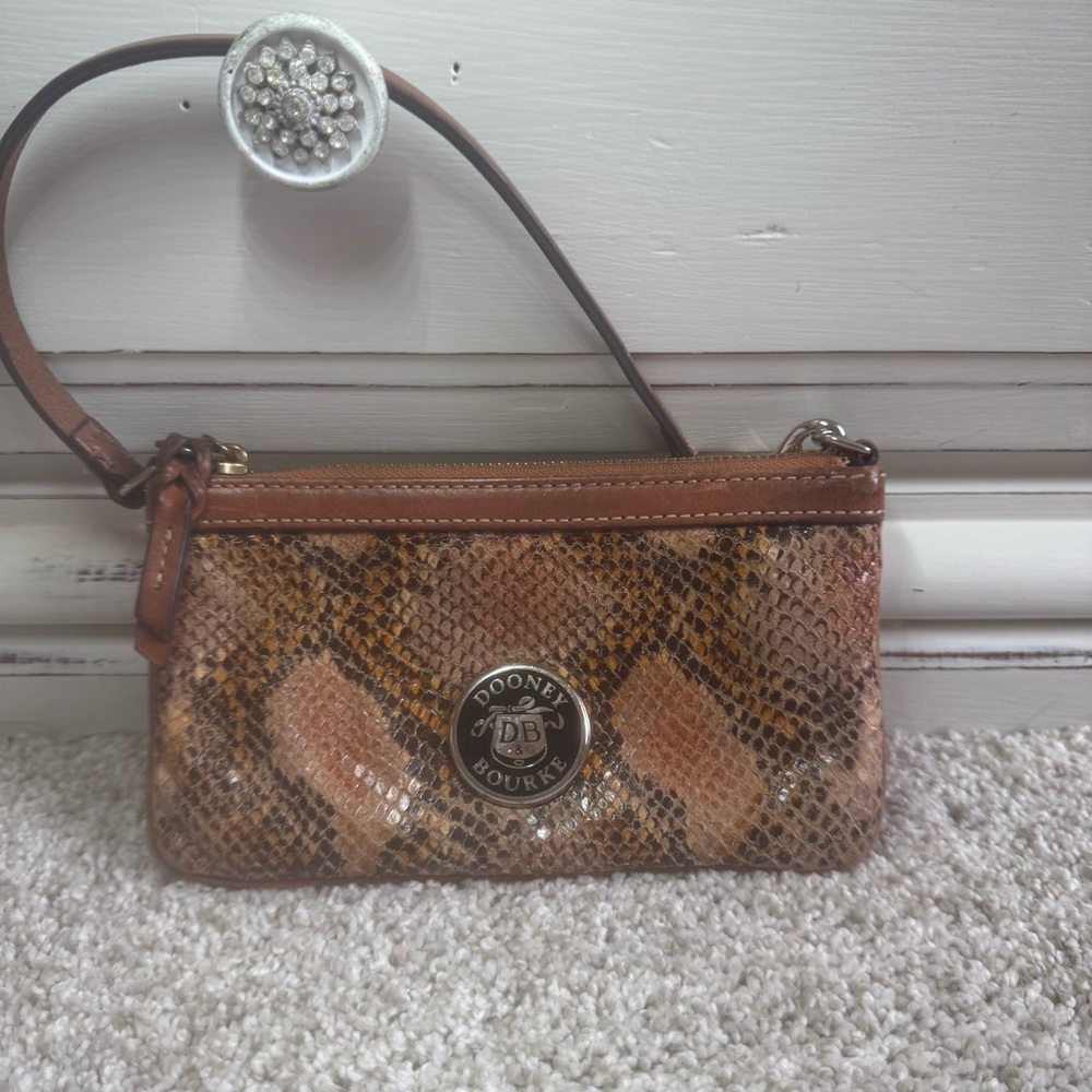 Dooney & Bourke Snakeskin Leather Zipped Wristlet With COA